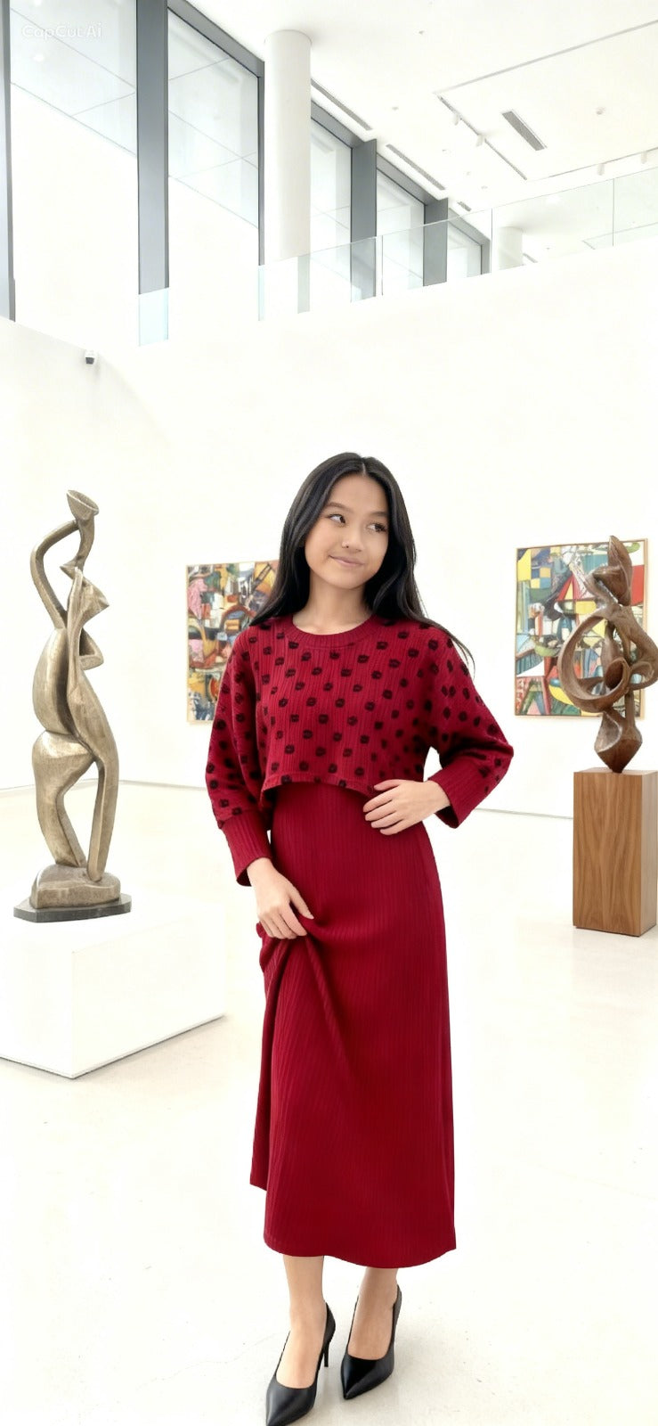 Girls Red Maxi Dress – Elegant & Twirl-Ready