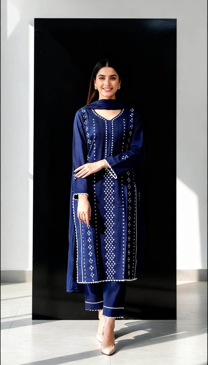 Luxury Handwork Embroidery Ensemble with Georgette Dupatta