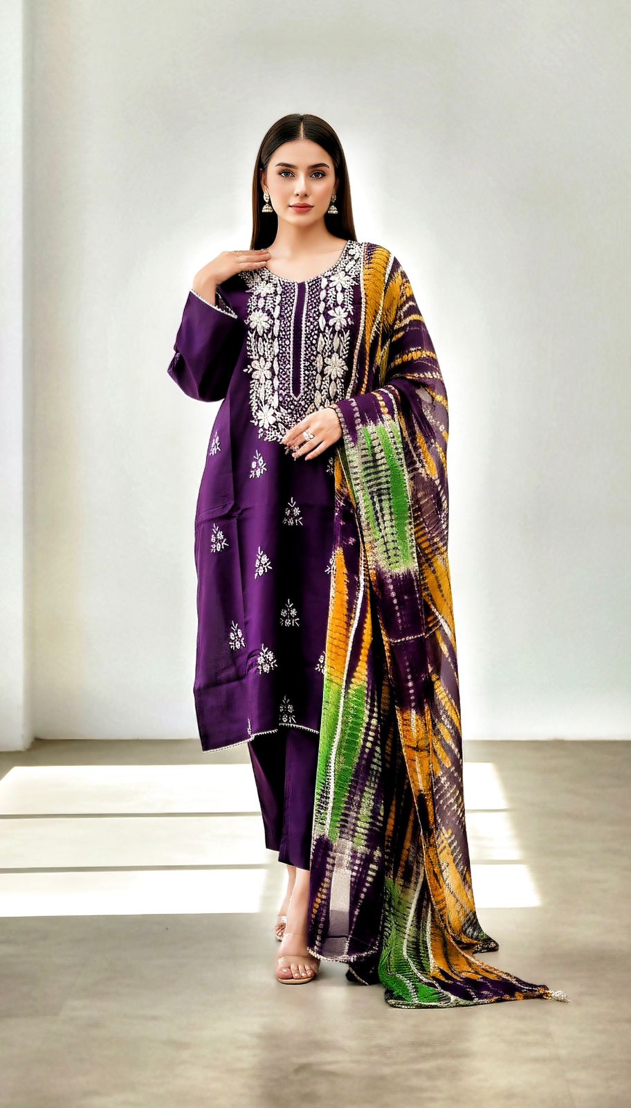 Elegant Ensemble Featuring Gotta Work with Vibrant Chundri Georgette Dupatta