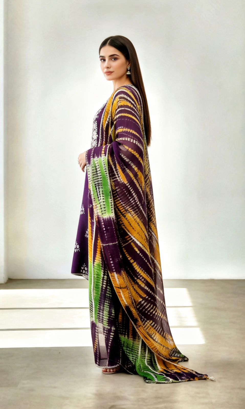 Elegant Ensemble Featuring Gotta Work with Vibrant Chundri Georgette Dupatta