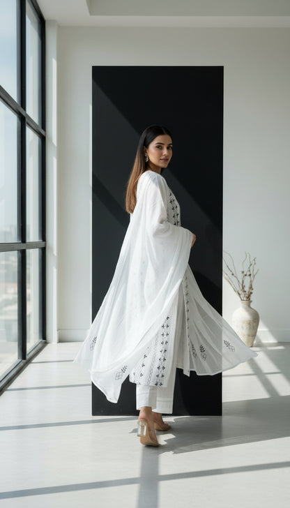 Embroidered Suit with Georgette Dupatta