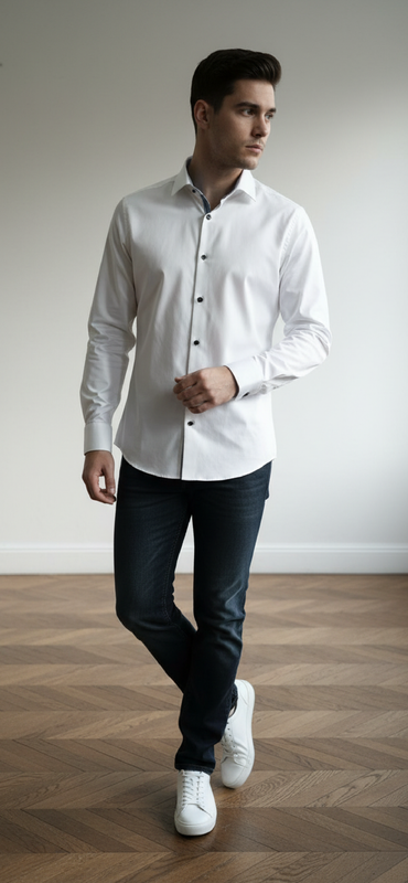 Men's Classic White Formal Shirt - Premium Cotton | Karachi Business Wear