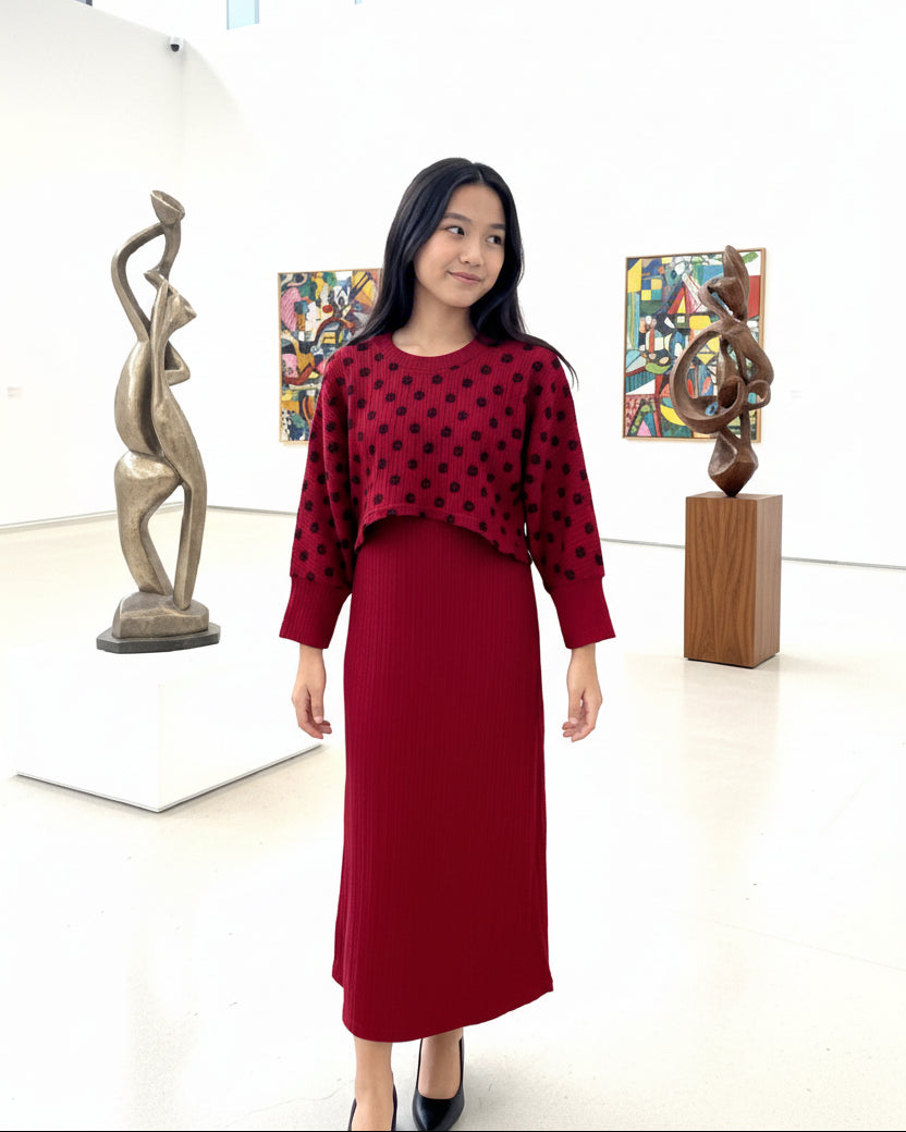 Girls Red Maxi Dress – Elegant & Twirl-Ready
