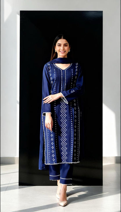 Luxury Handwork Embroidery Ensemble with Georgette Dupatta