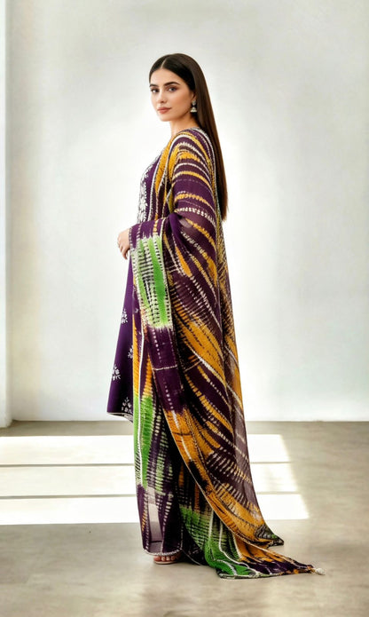 Elegant Ensemble Featuring Gotta Work with Vibrant Chundri Georgette Dupatta