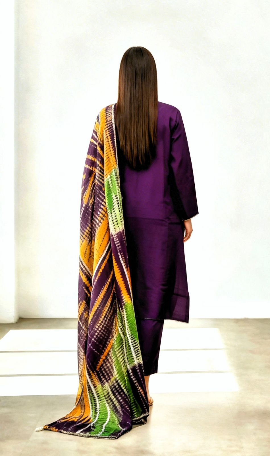 Elegant Ensemble Featuring Gotta Work with Vibrant Chundri Georgette Dupatta