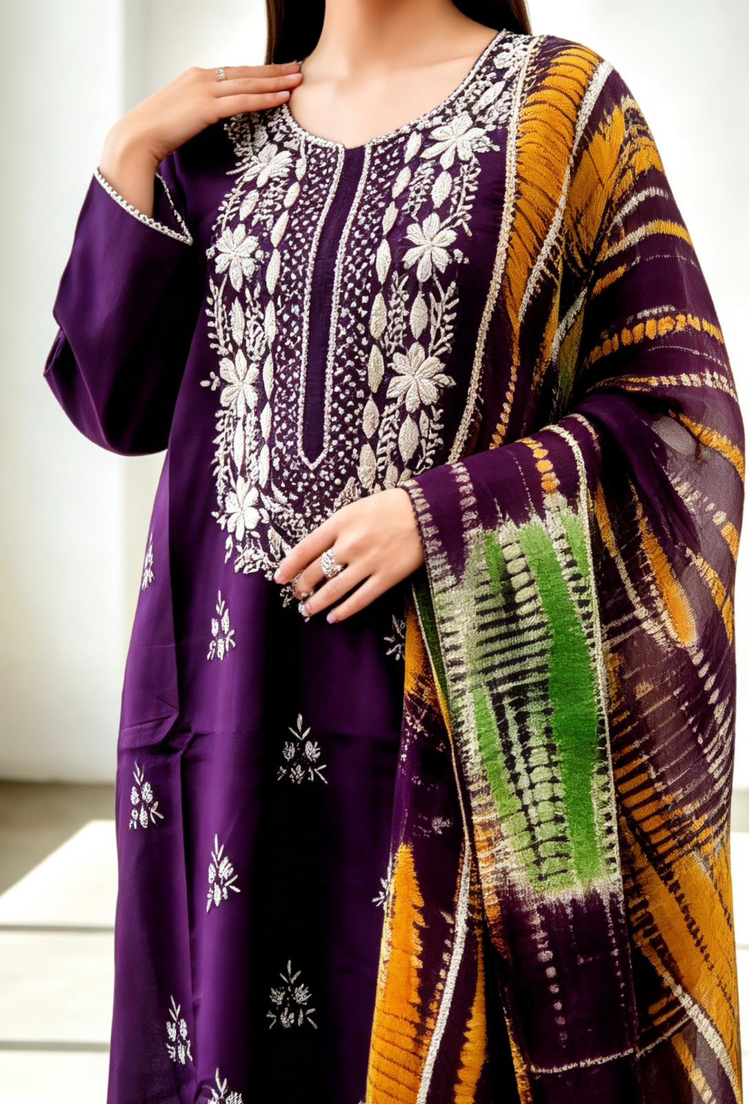 Elegant Ensemble Featuring Gotta Work with Vibrant Chundri Georgette Dupatta