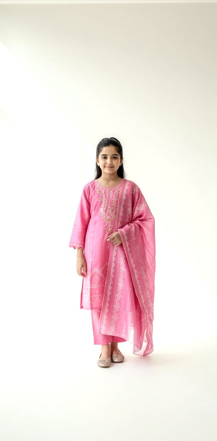 Luxury Embroidered Eastern Suit for Girls