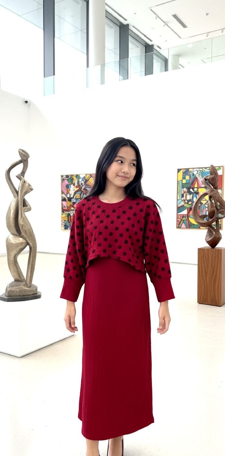 Girls Red Maxi Dress – Elegant & Twirl-Ready