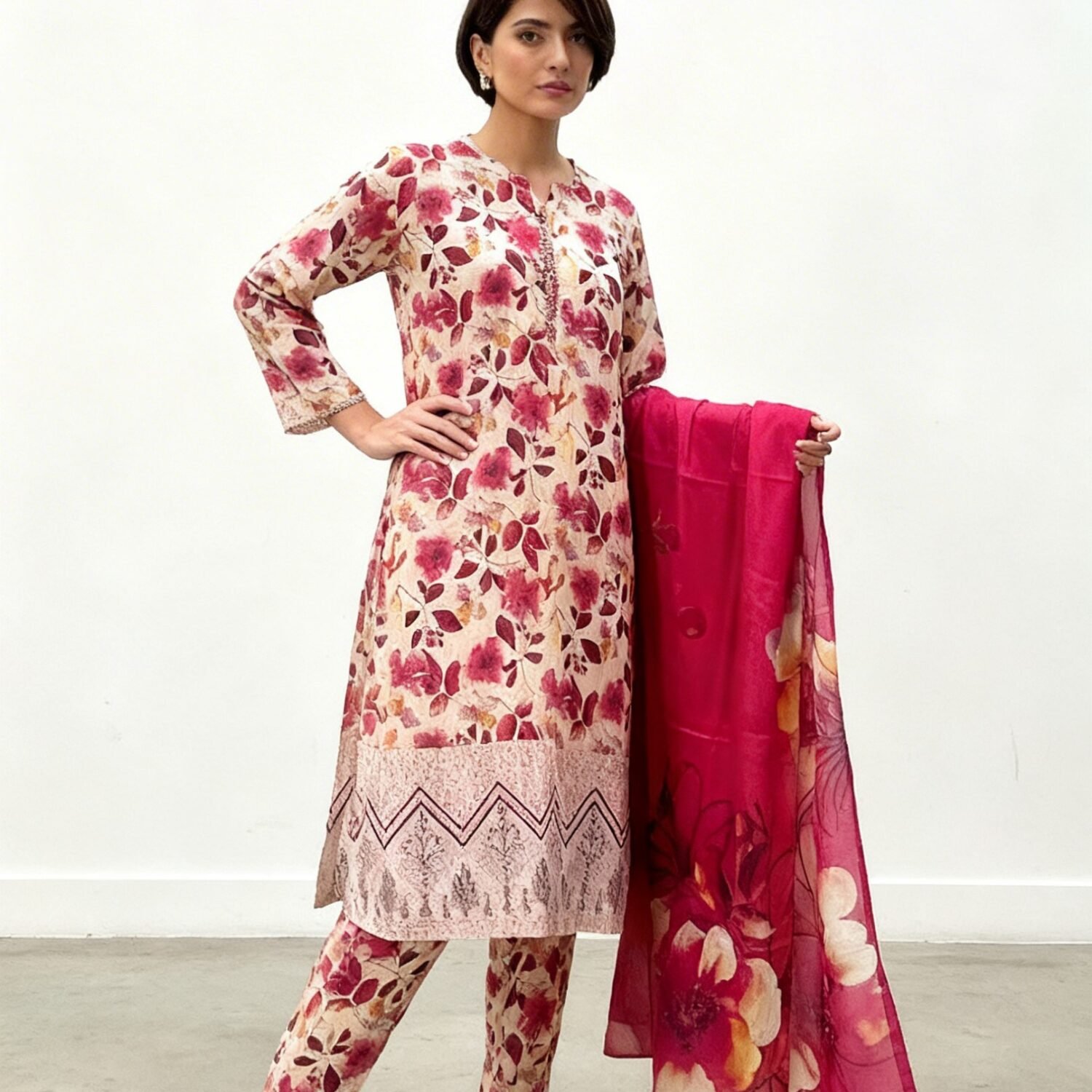 Refined Doriya Lawn Two Piece with Statement Front Patch Work