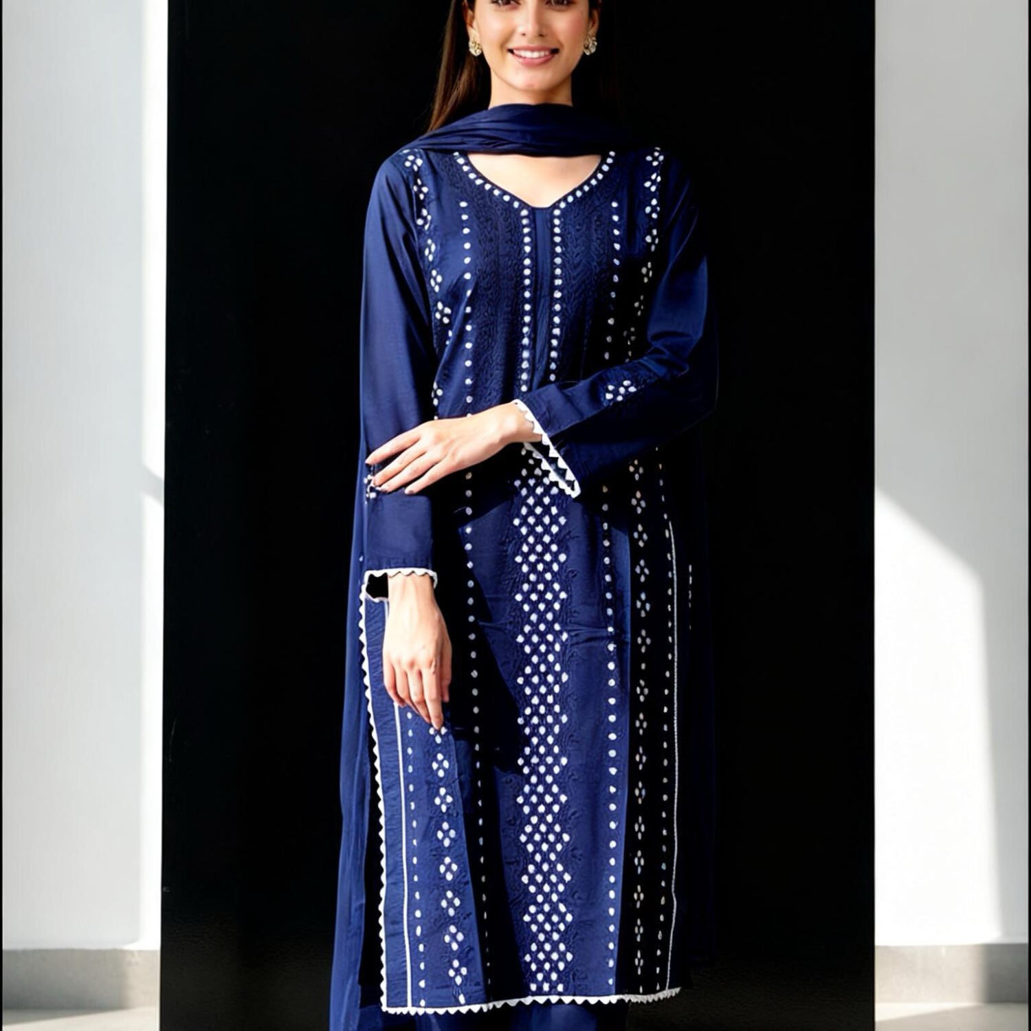 Luxury Handwork Embroidery Ensemble with Georgette Dupatta